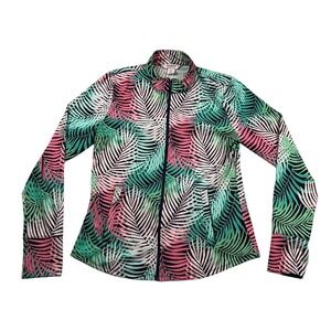 Tommy Bahama Jacket Golf & Tennis Womens L Palm Leaf Full Zip Pink Green Navy